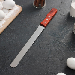 Изображение Нож для бисквита двусторонний, с крупными зубцами и ровным краем, лезвие 25 см